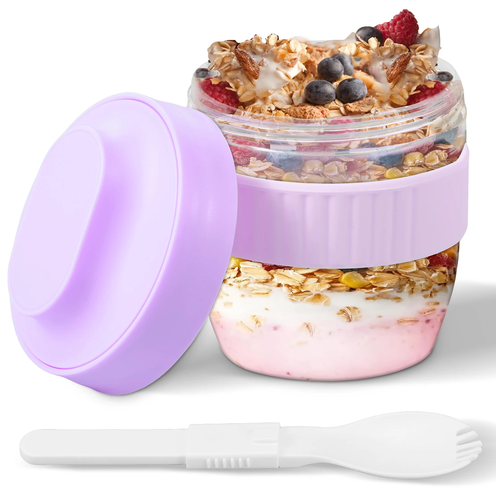 Meal Prep Overnight Oats - وعاء للشوفان المخفوق مزدوج الطبقات مع