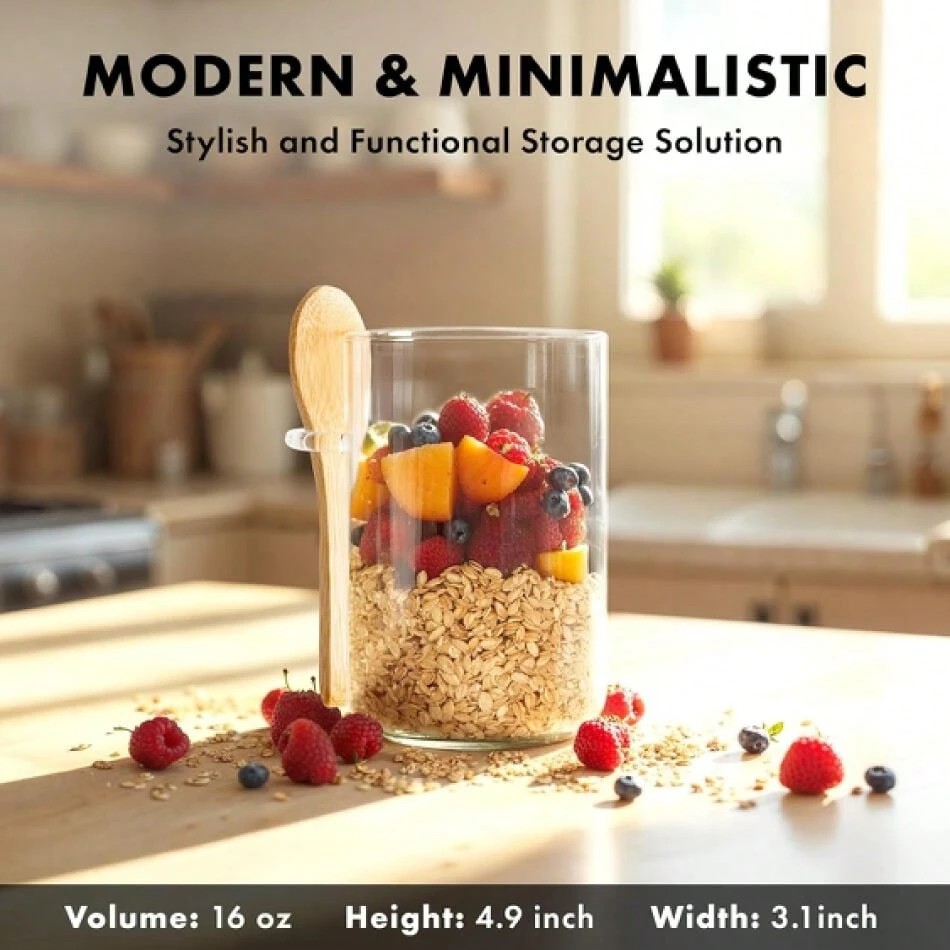مجموعة من 4 عبوات زجاجية سعة 1 - مراجعة Meal Prep Overnight Oats وسعره