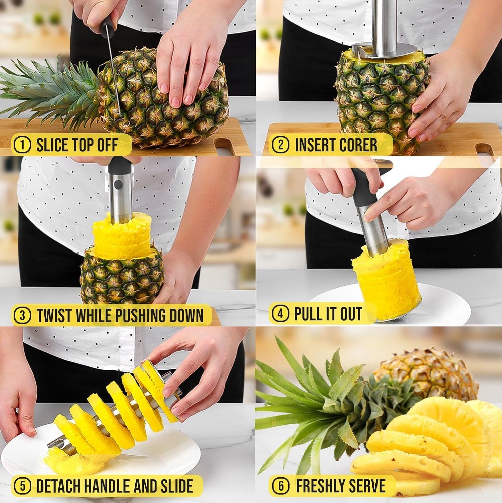 أداة تقطيع الأناناس من الفولاذ - مراجعة Pineapple Corer Slicer وسعره